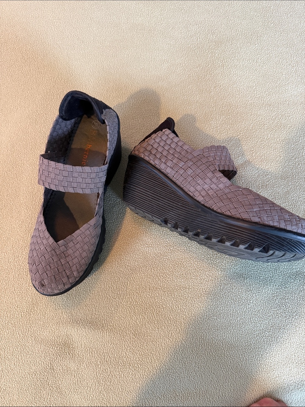 bernie mev. Woven Mary Jane Platform - Grey